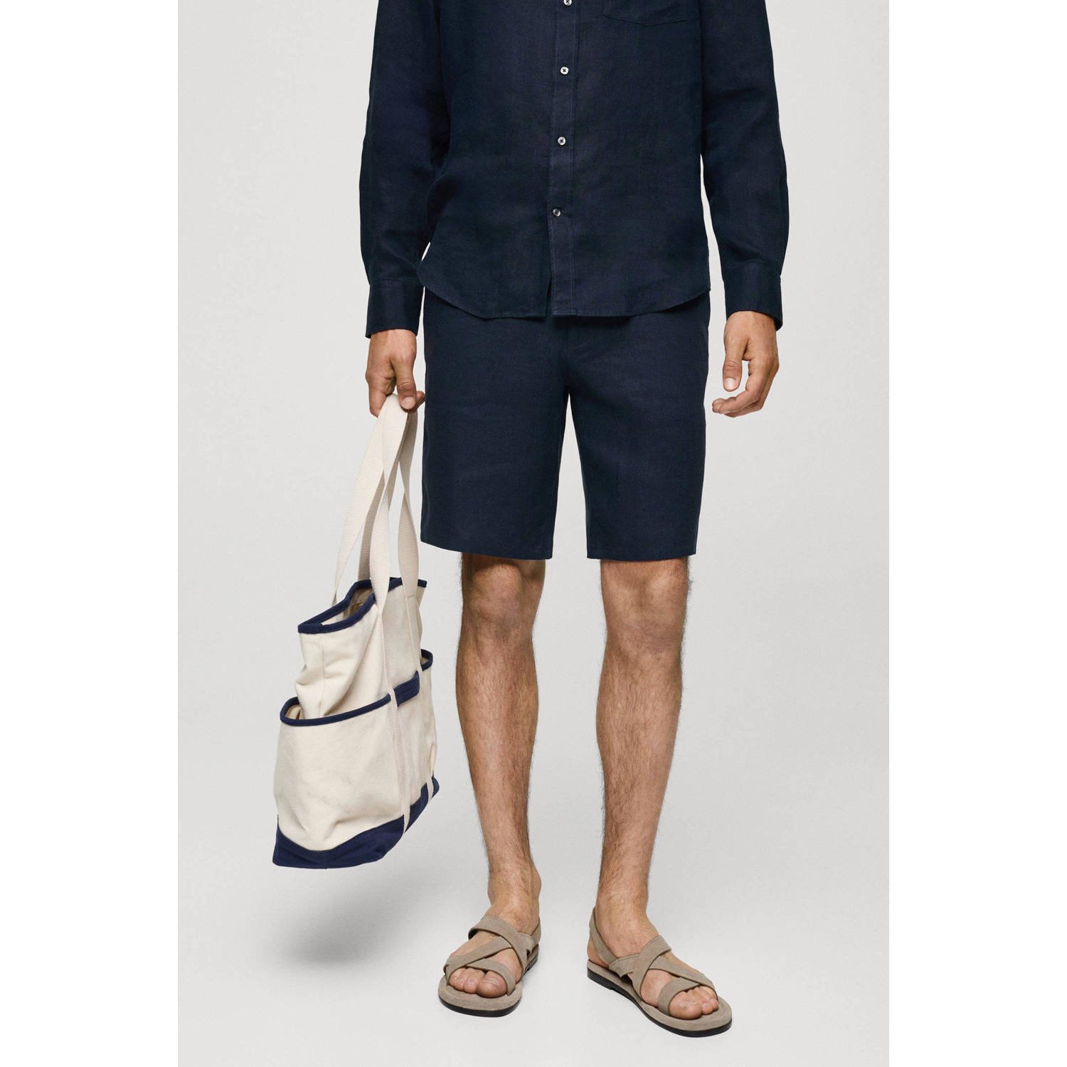 Mango Man slim fit short donkerblauw