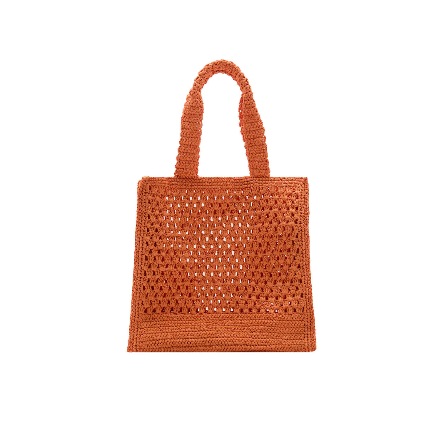 Mango crochet shopper oranje