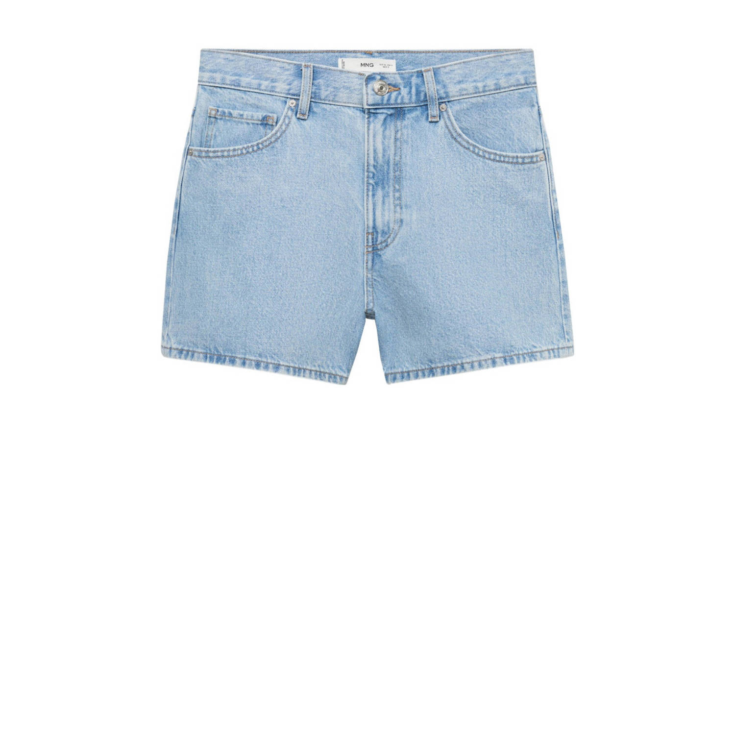 Mango high waist straight fit denim short light blue denim