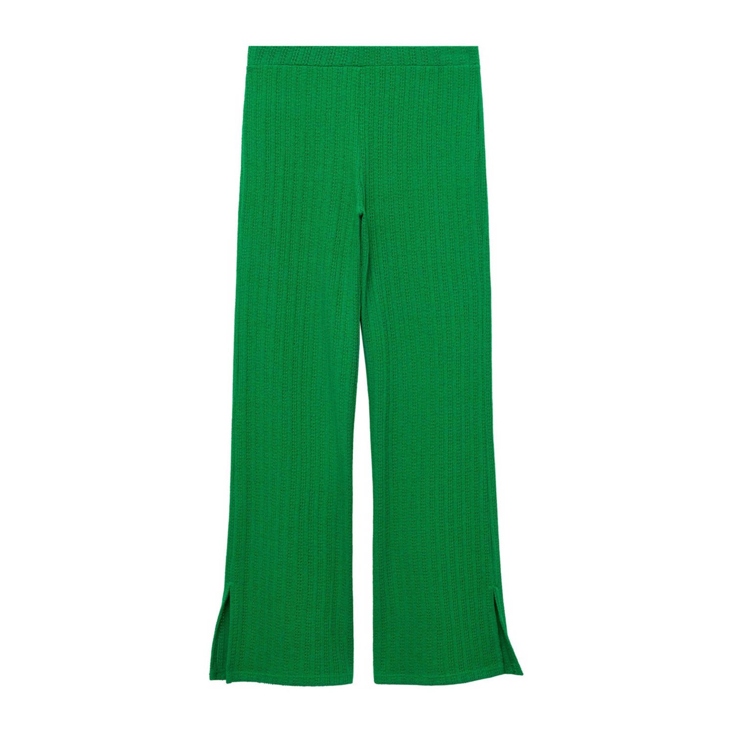 Mango wide leg pantalon met ingebreid patroon groen