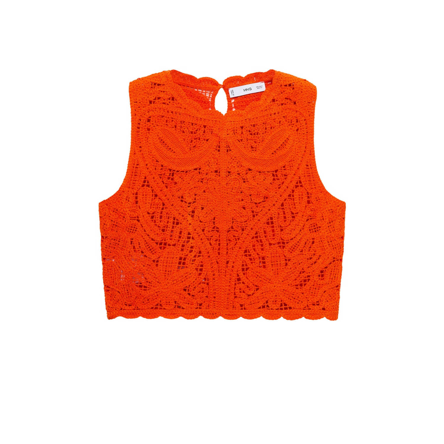 Mango gehaakte crochet top oranje