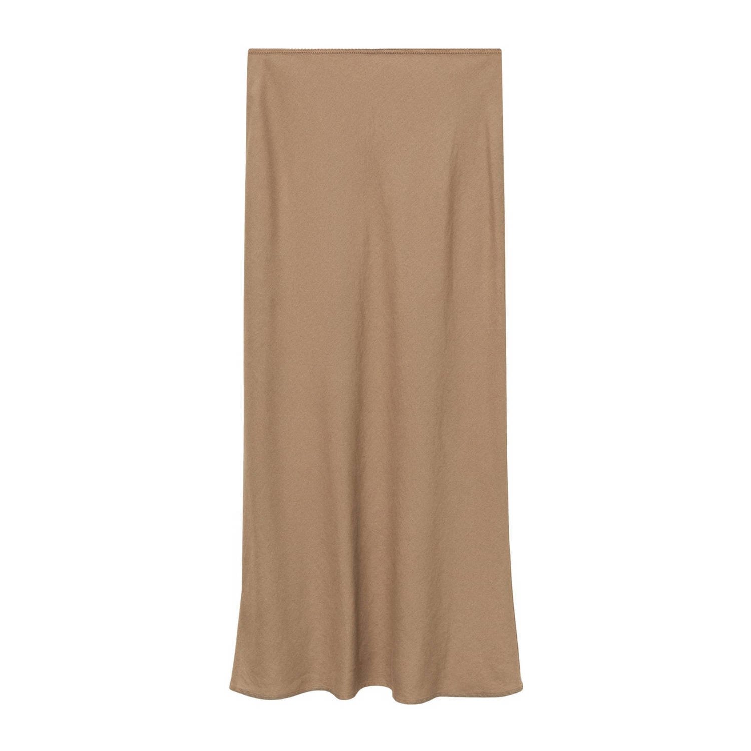 Mango midi rok met linnen beige