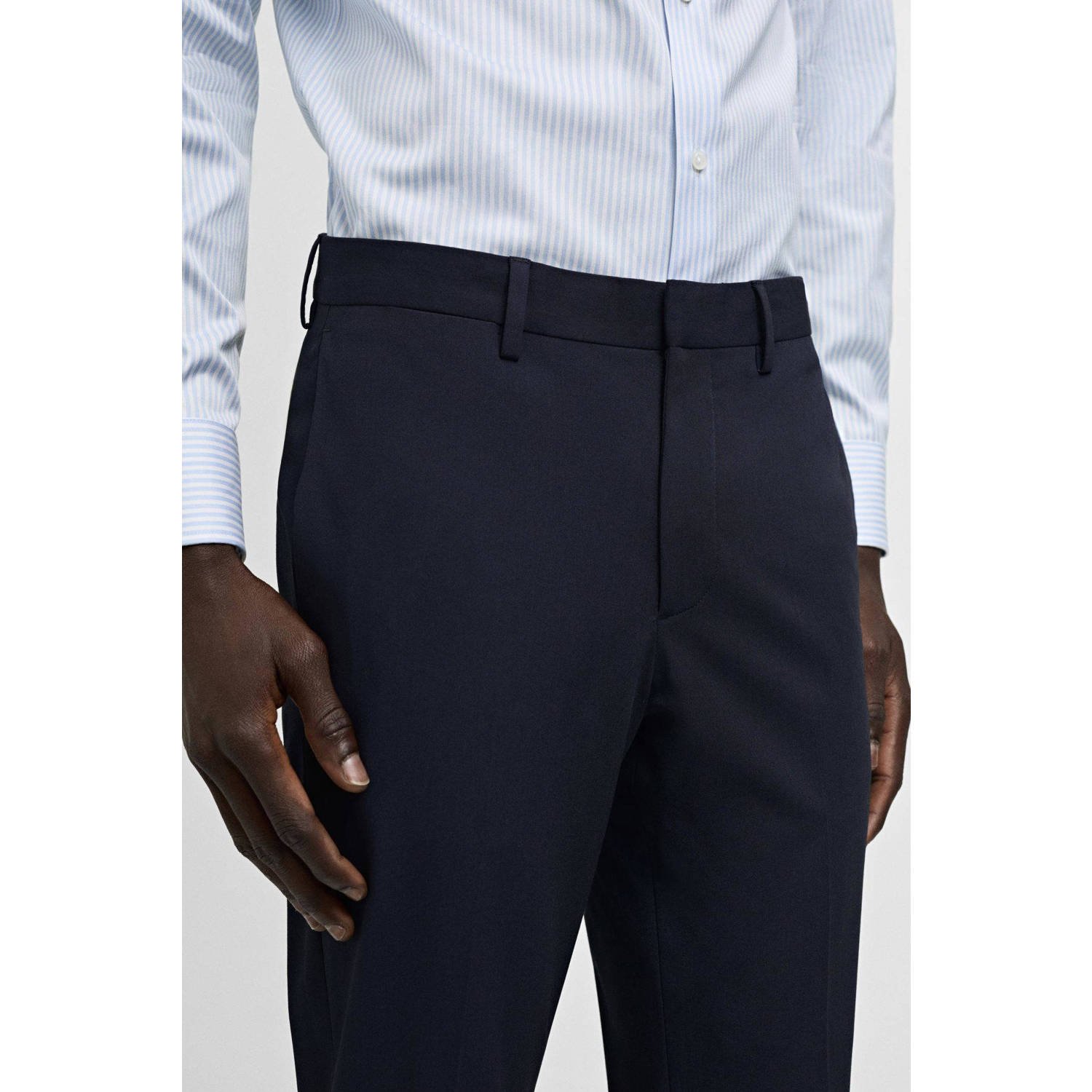 Mango Man slim fit pantalon marineblauw
