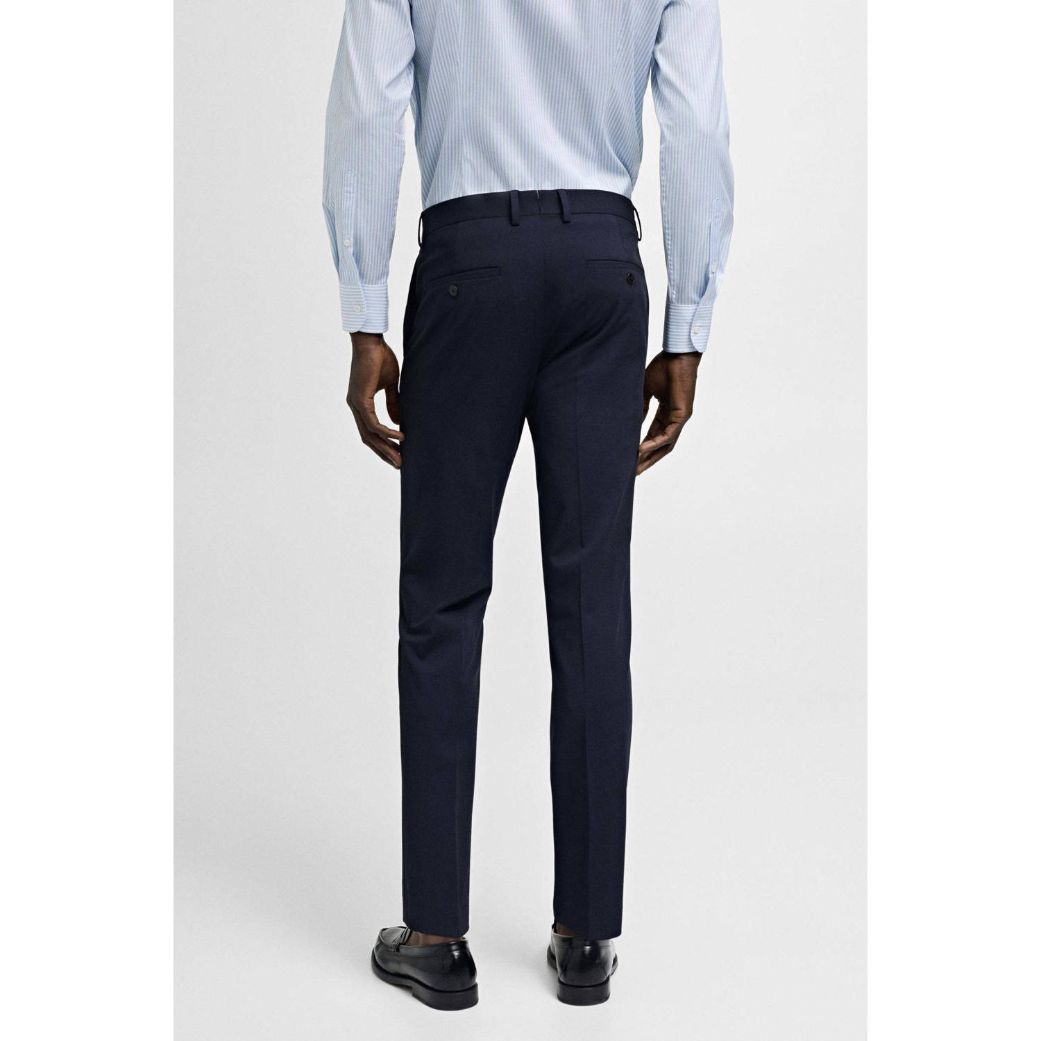 Mango Man slim fit pantalon marineblauw
