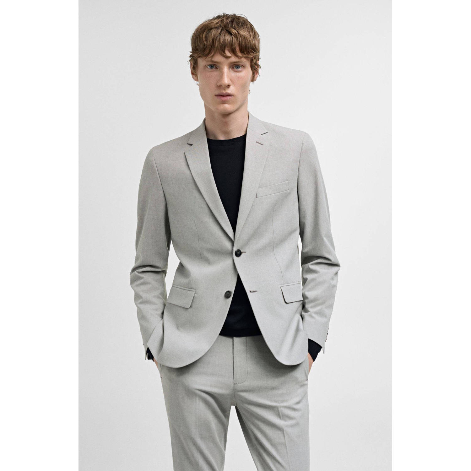 Mango Man super slim fit colbert lichtgrijs