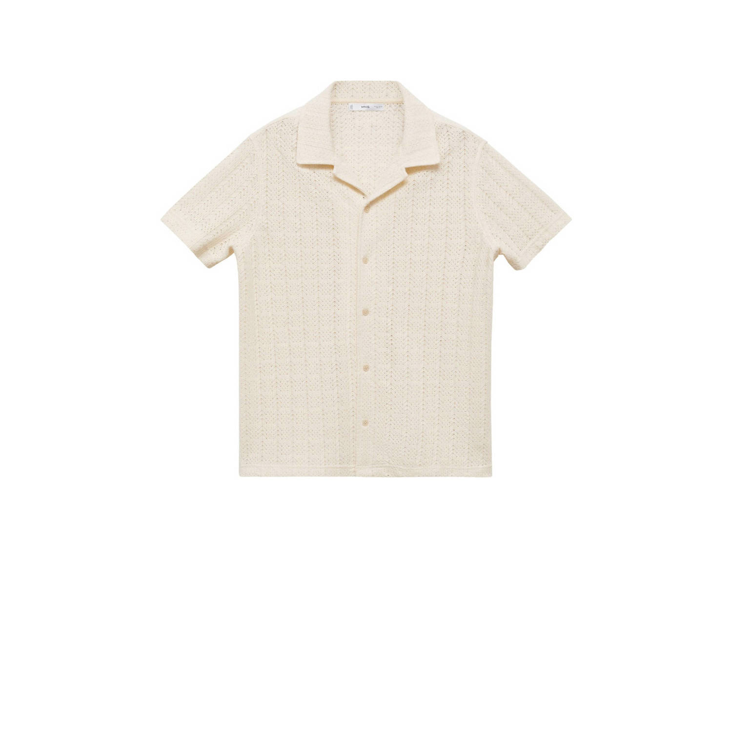 Mango Man regular fit polo met ingebreid patroon ecru