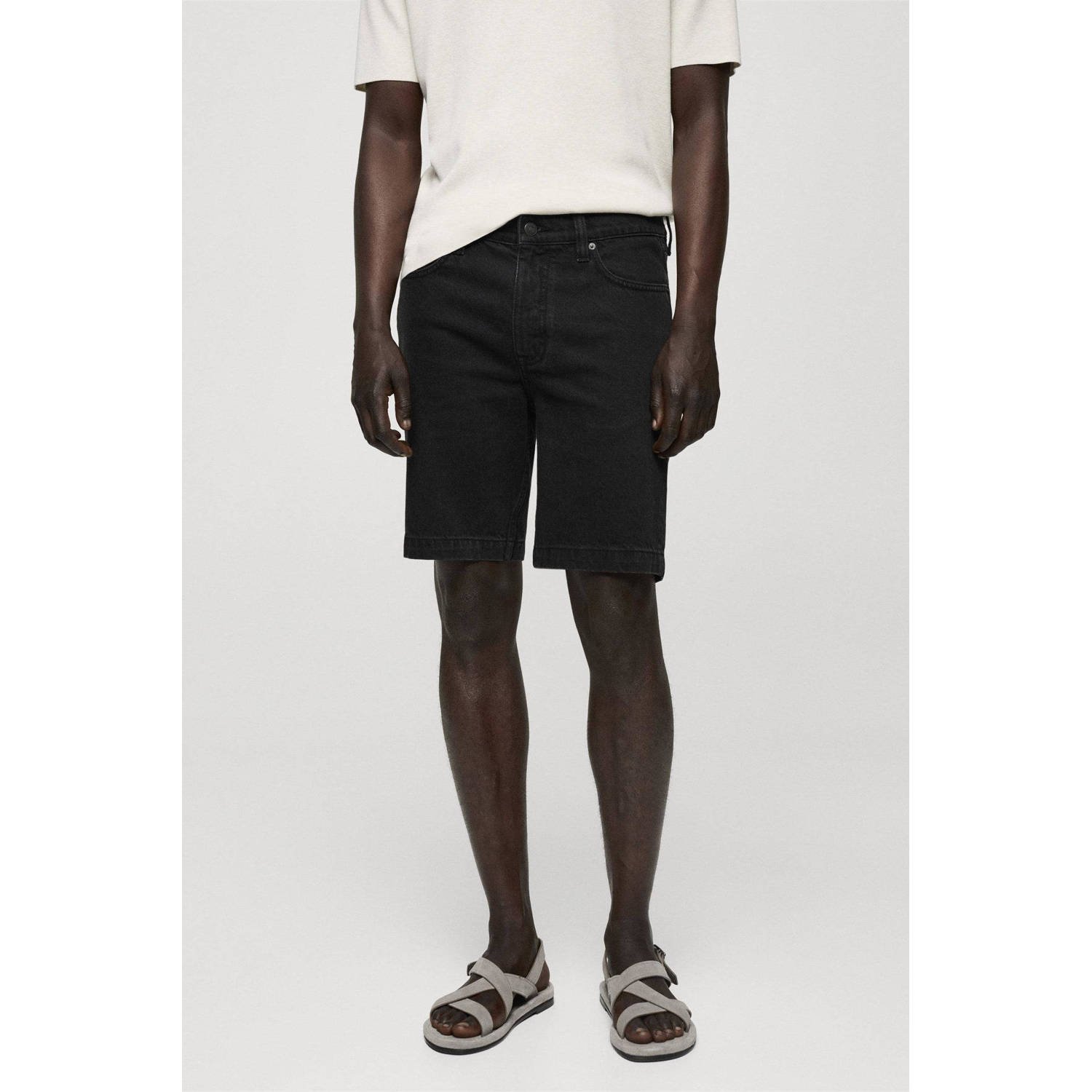 Mango Man regular fit denim short grijs