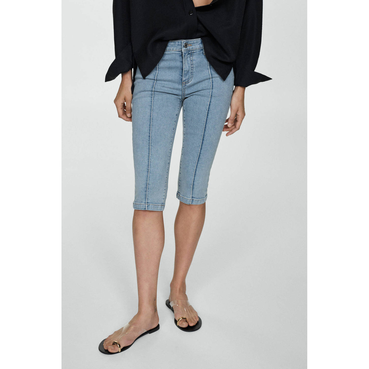 Mango skinny broek light blue denim