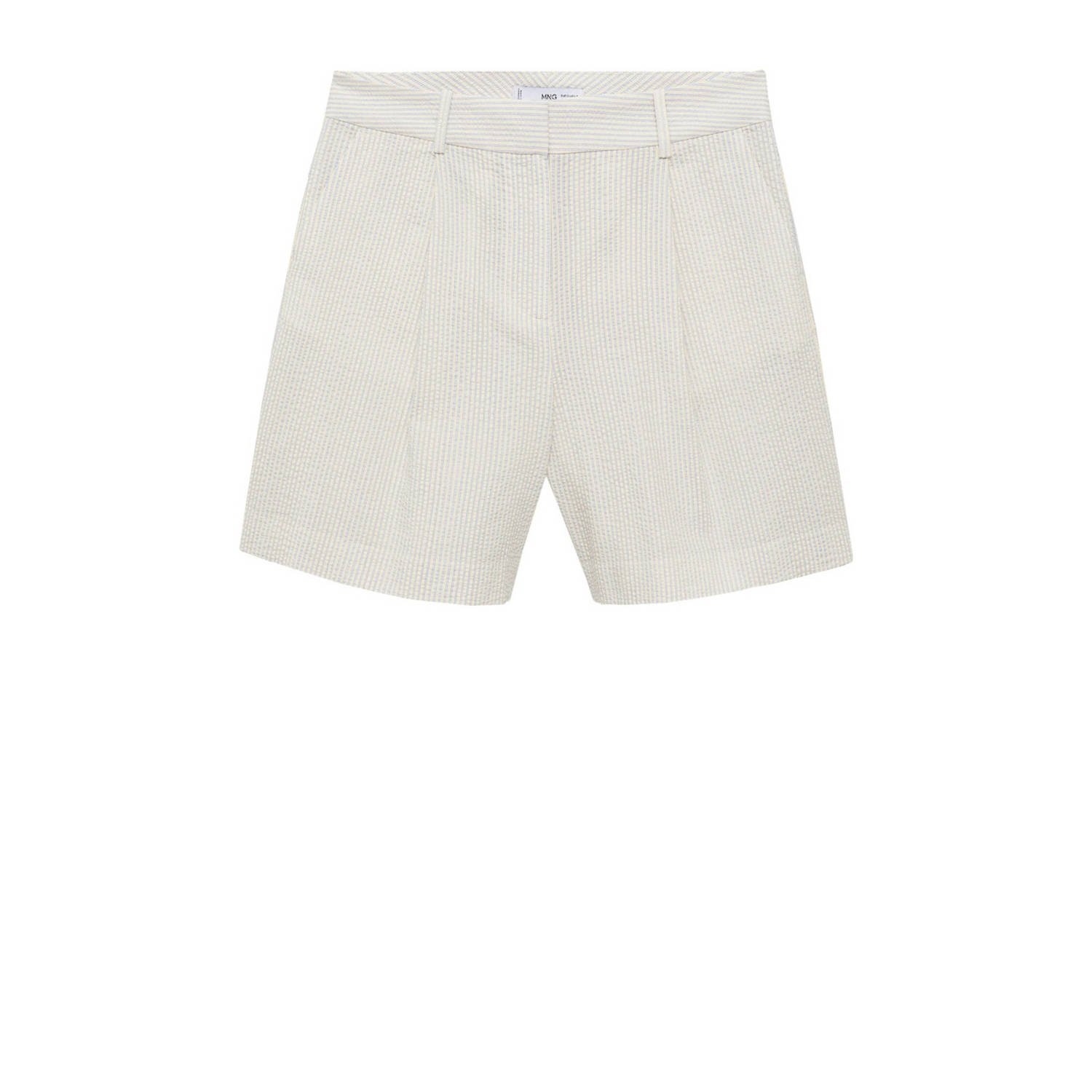 Mango gestreepte straight fit short geel lichtblauw