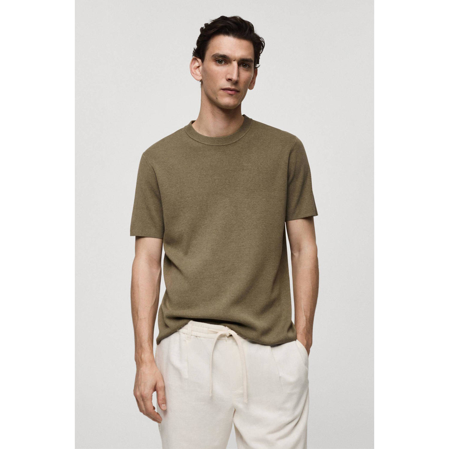 Mango Man gebreid T-shirt groen