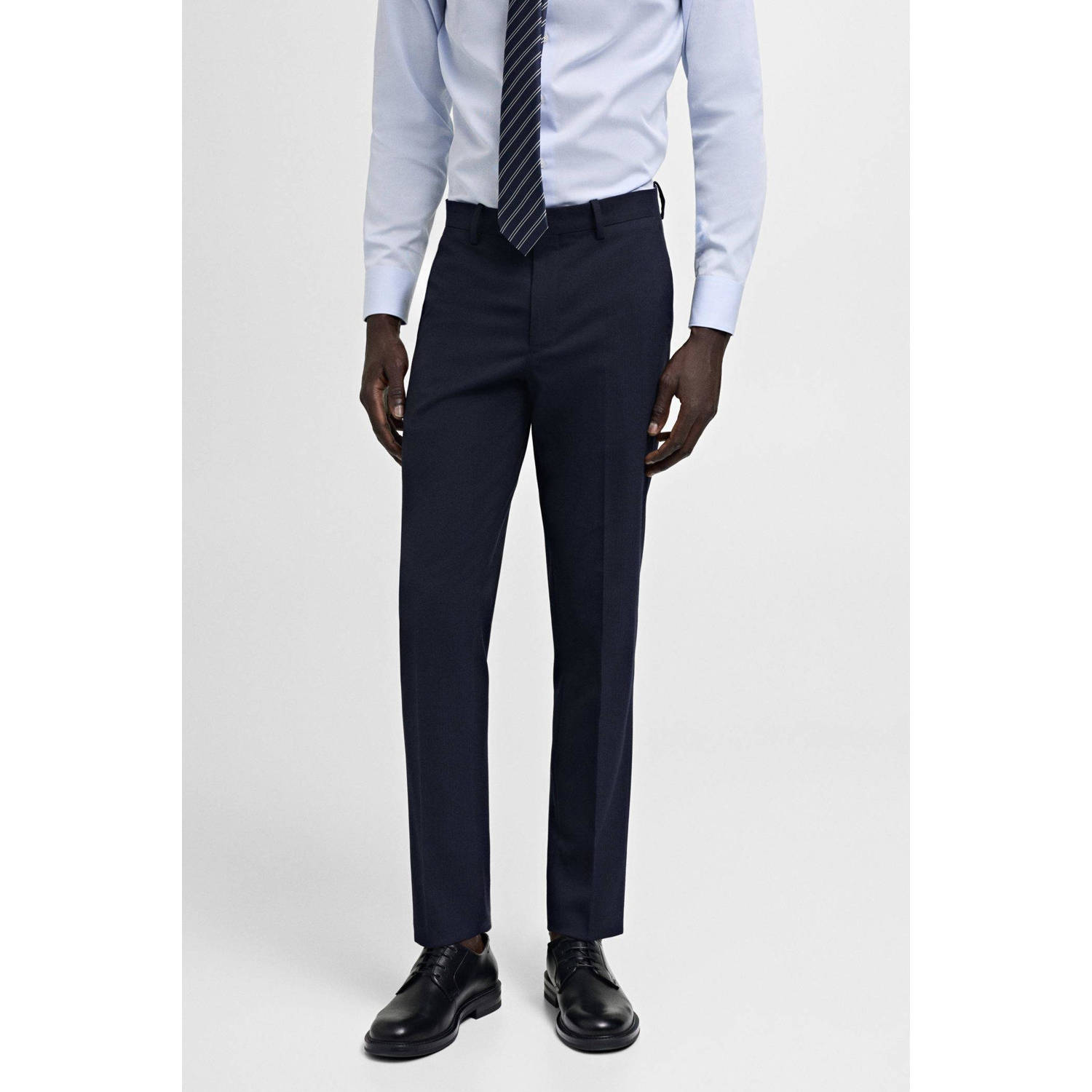 Mango Man slim fit pantalon donkerblauw