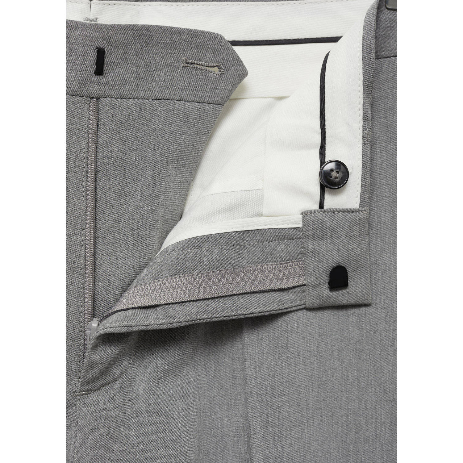 Mango Man gemêleerde slim fit pantalon grijs