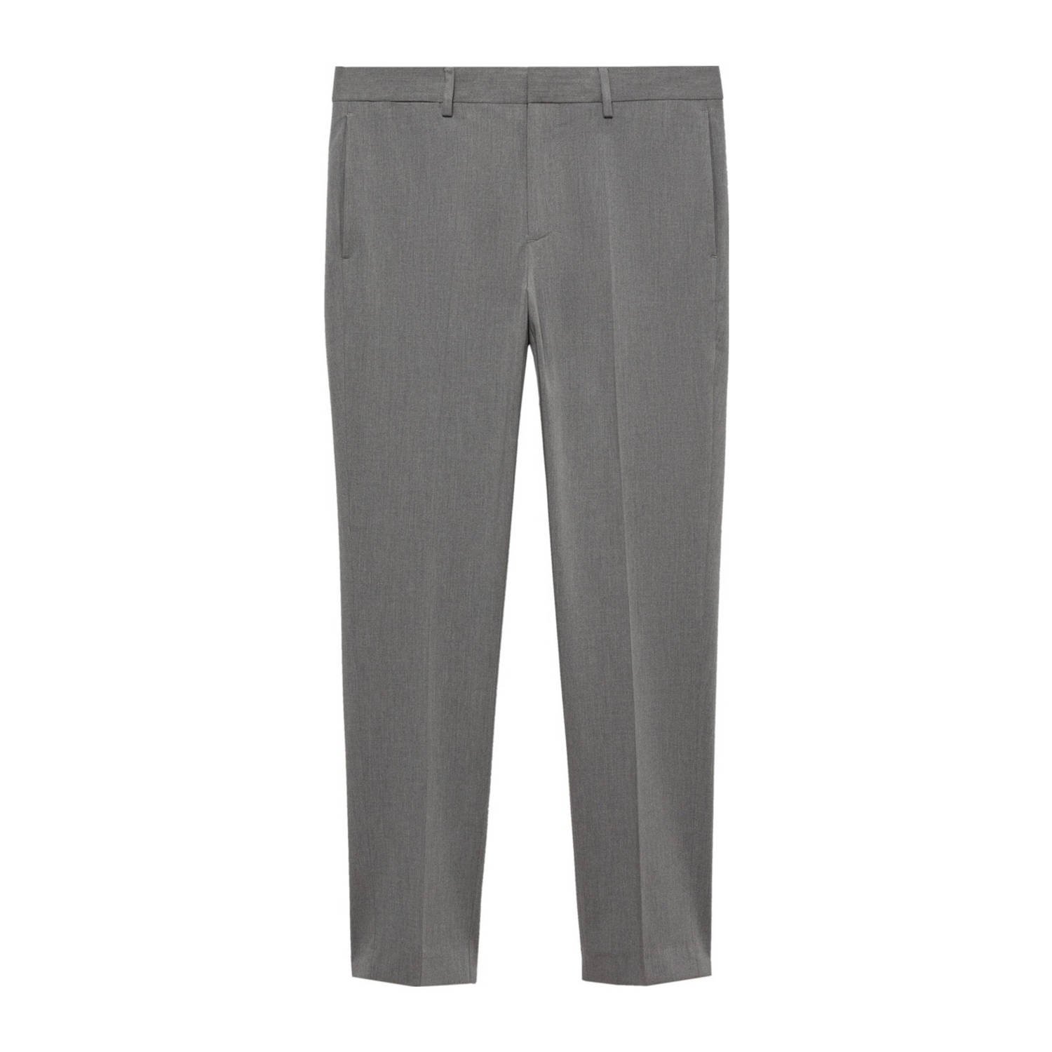 Mango Man gemêleerde slim fit pantalon grijs