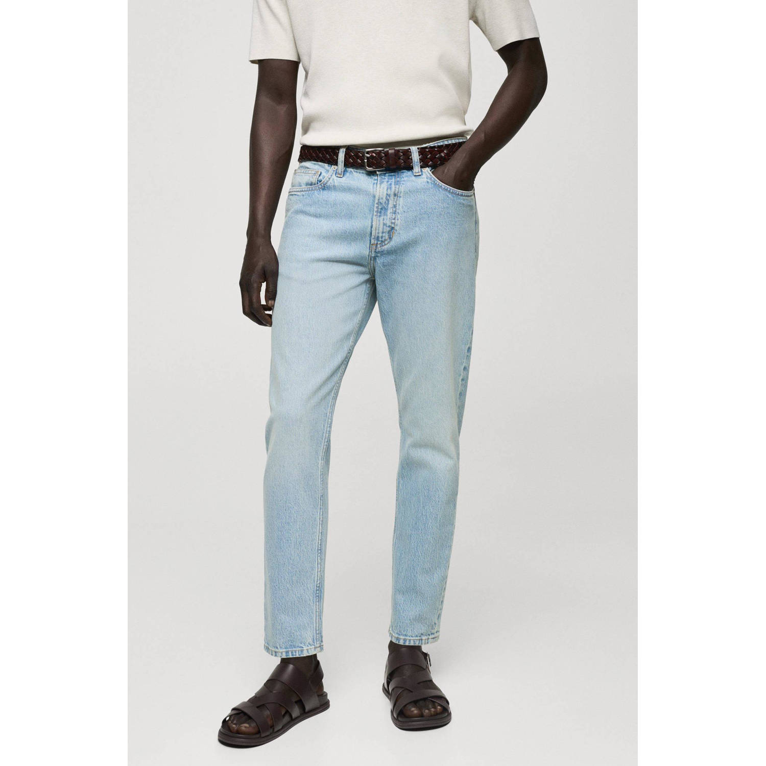 Mango Man tapered fit jeans blauw