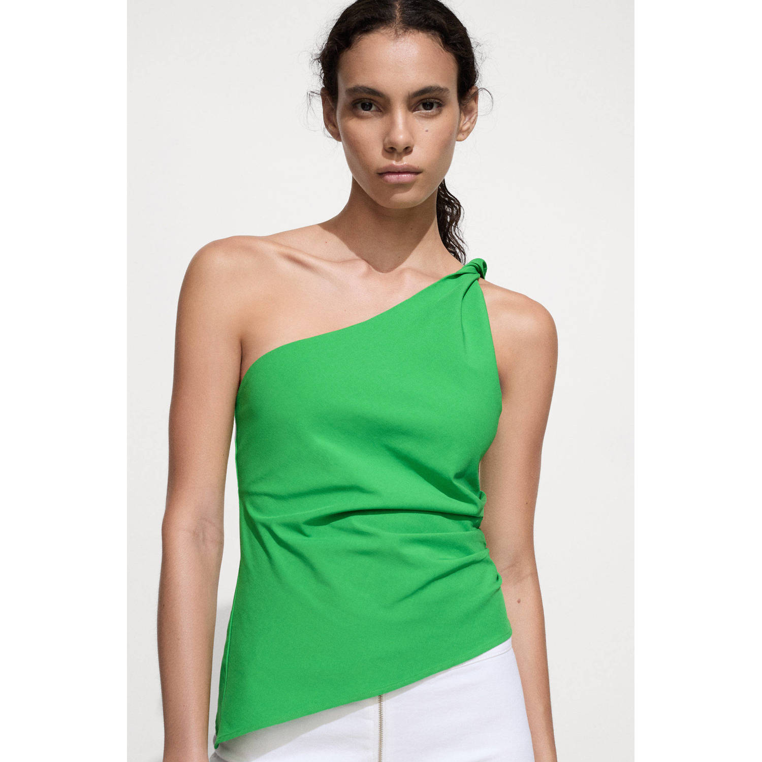 Mango one shouldertop groen