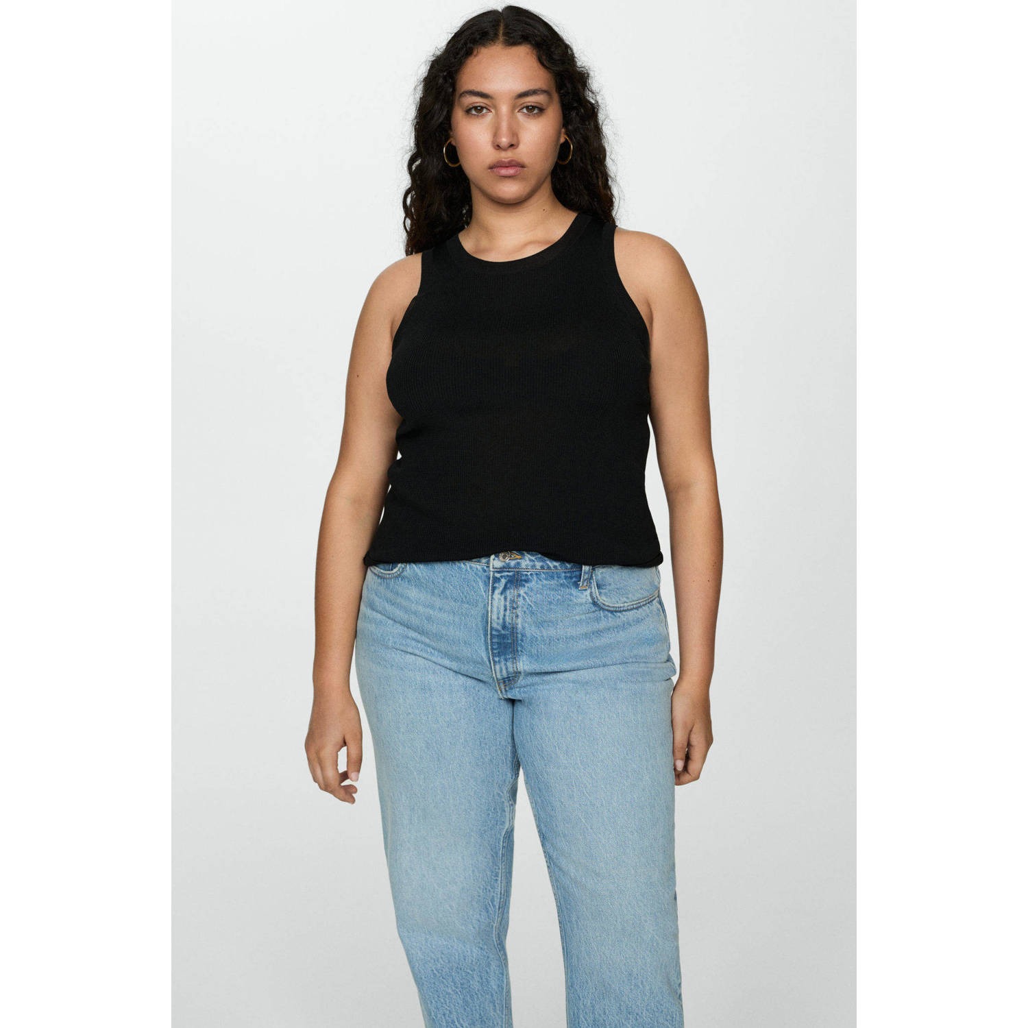 Mango cropped mom jeans light blue denim