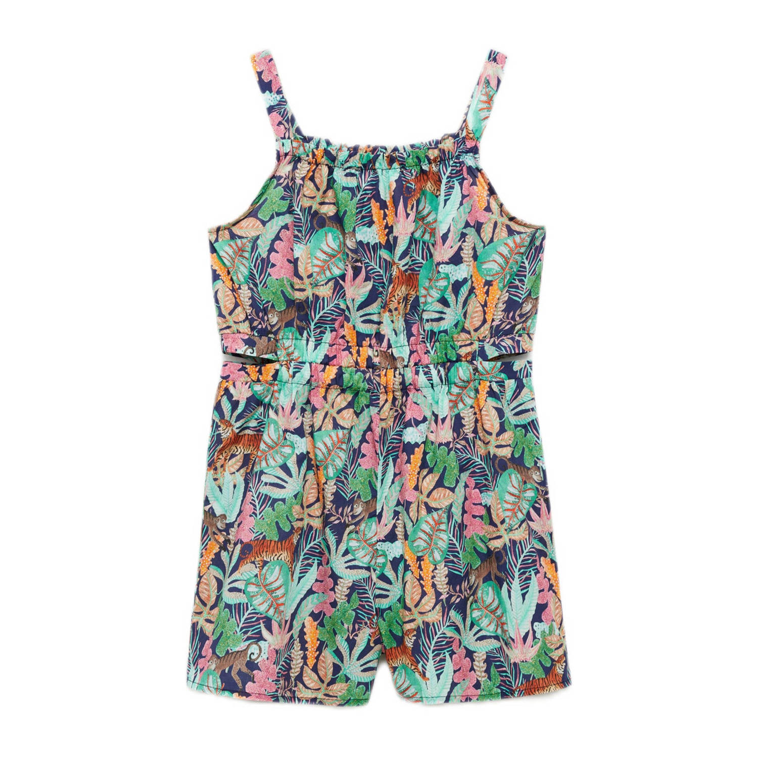 Mango Kids gebloemde playsuit donkerblauw multicolor