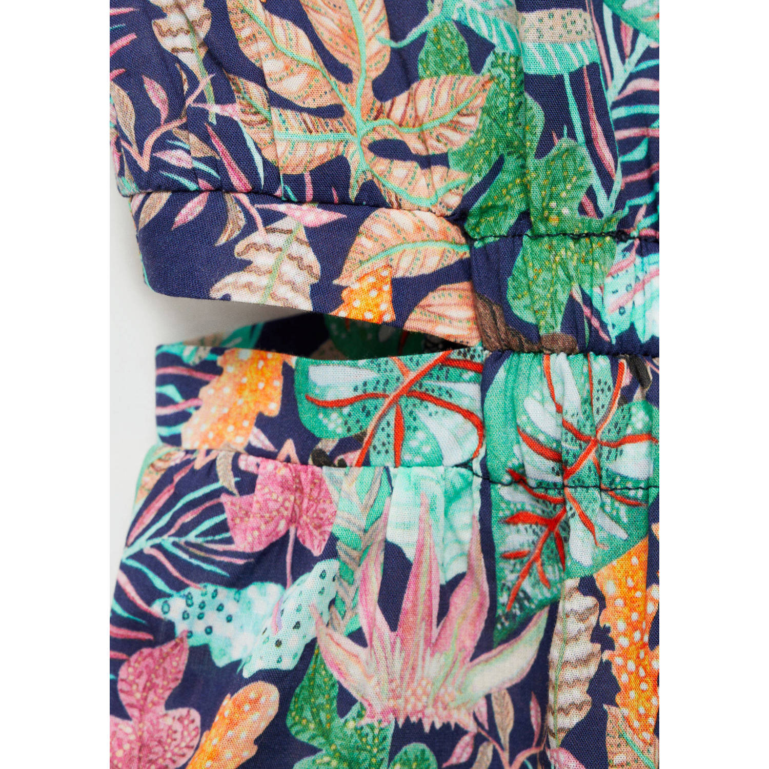 Mango Kids gebloemde playsuit donkerblauw multicolor