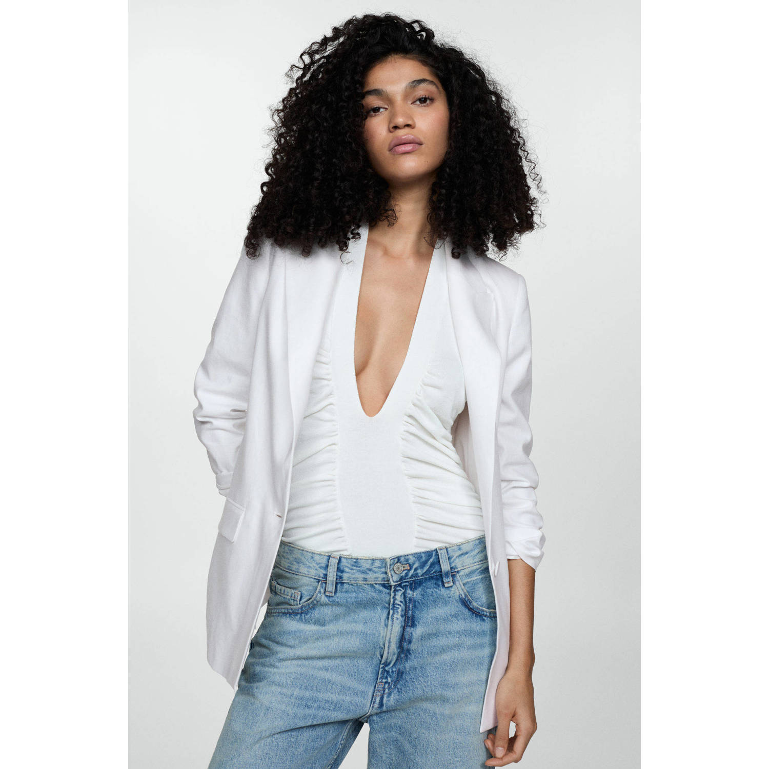 Mango rechtvallende blazer wit