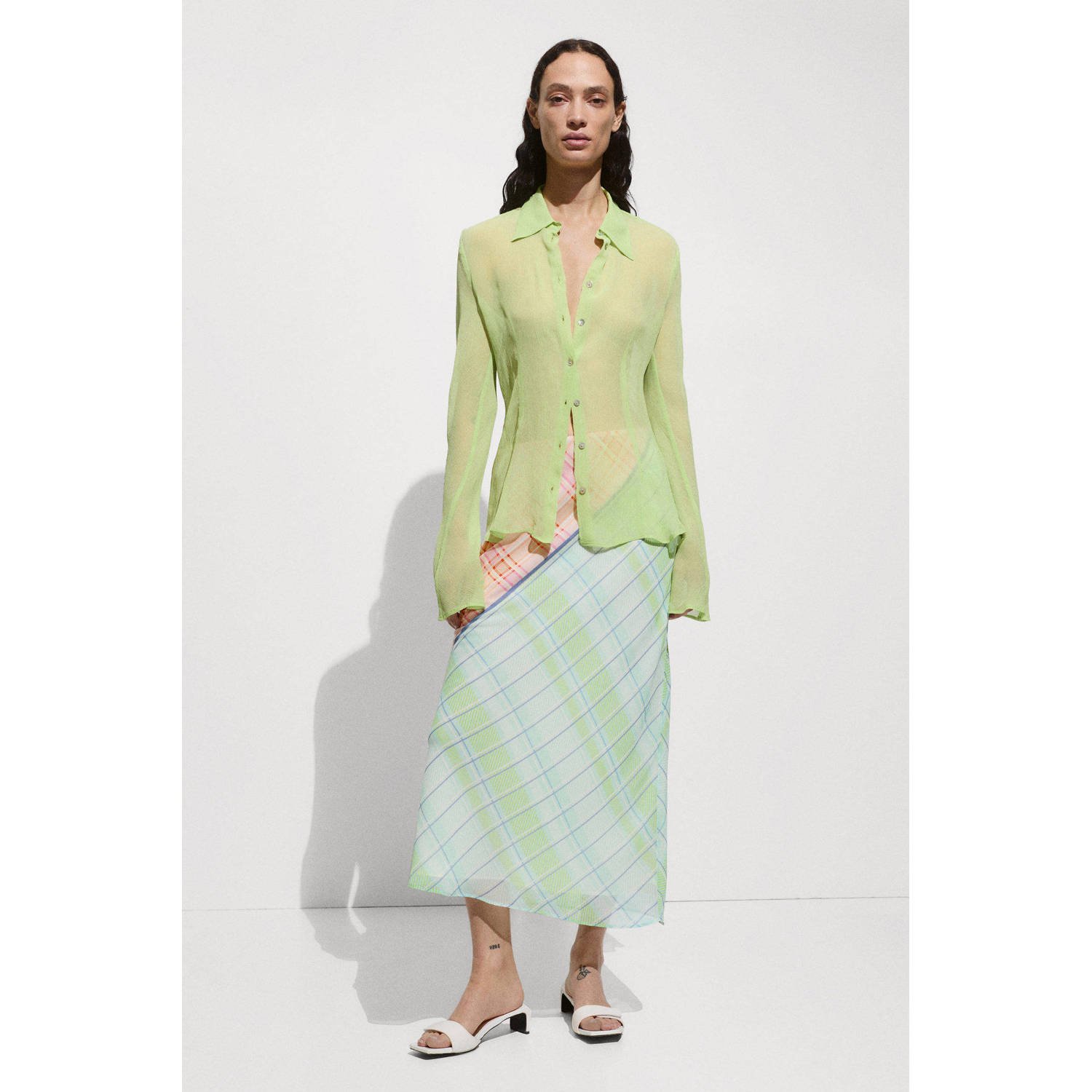 Mango maxi rok met all over print blauw groen rood