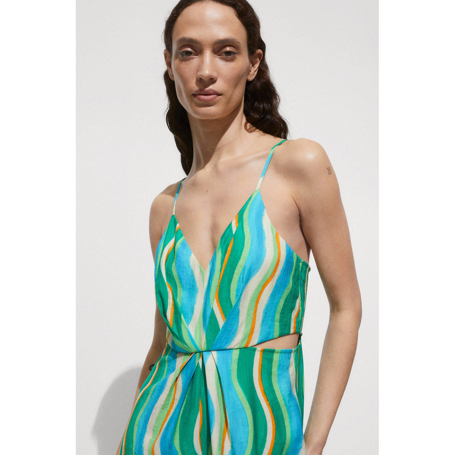 Mango jumpsuit met grafische print groen blauw oranje