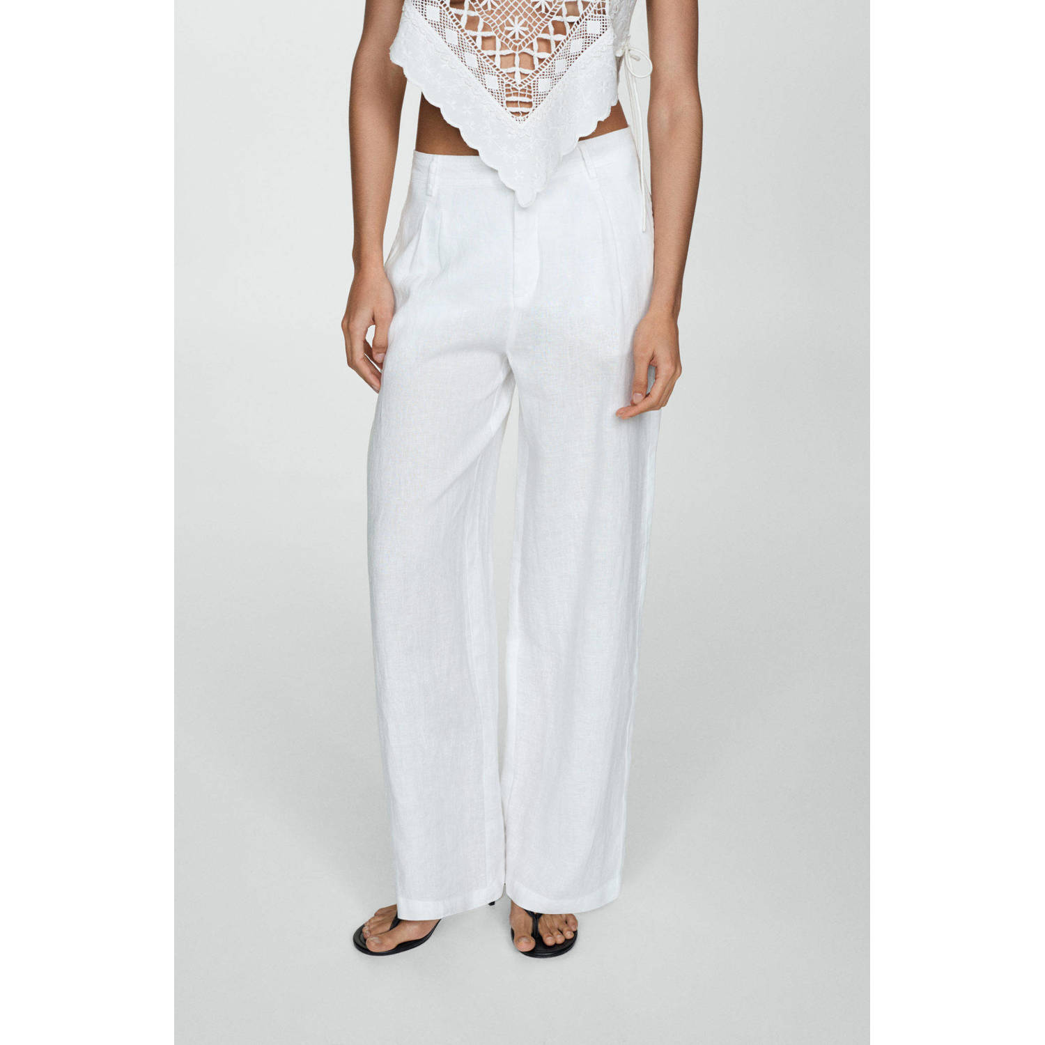 Mango wide leg broek wit