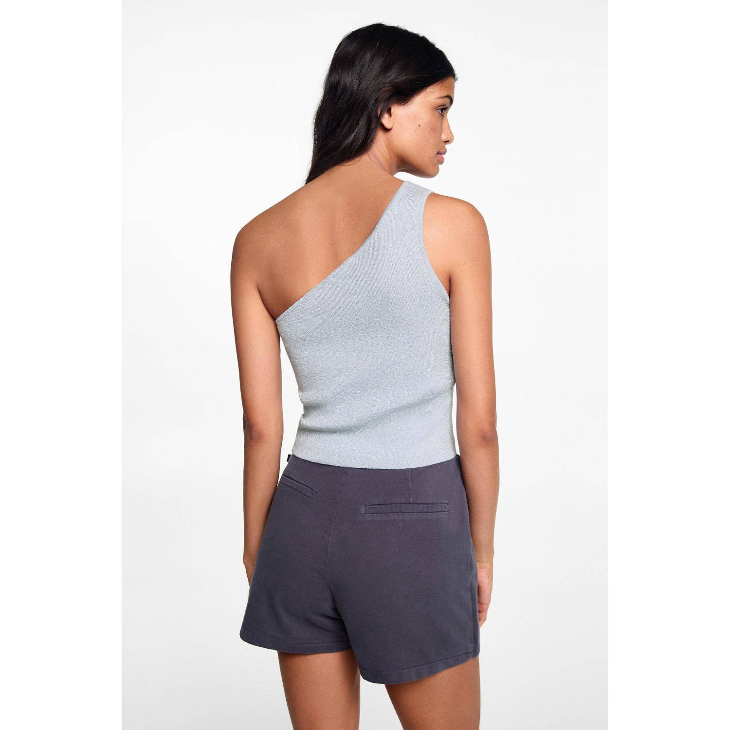 MANGO TEEN one shoulder top pastelblauw