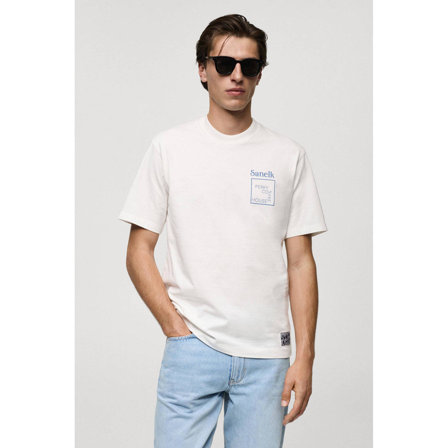 Mango Man T-shirt met printopdruk wit