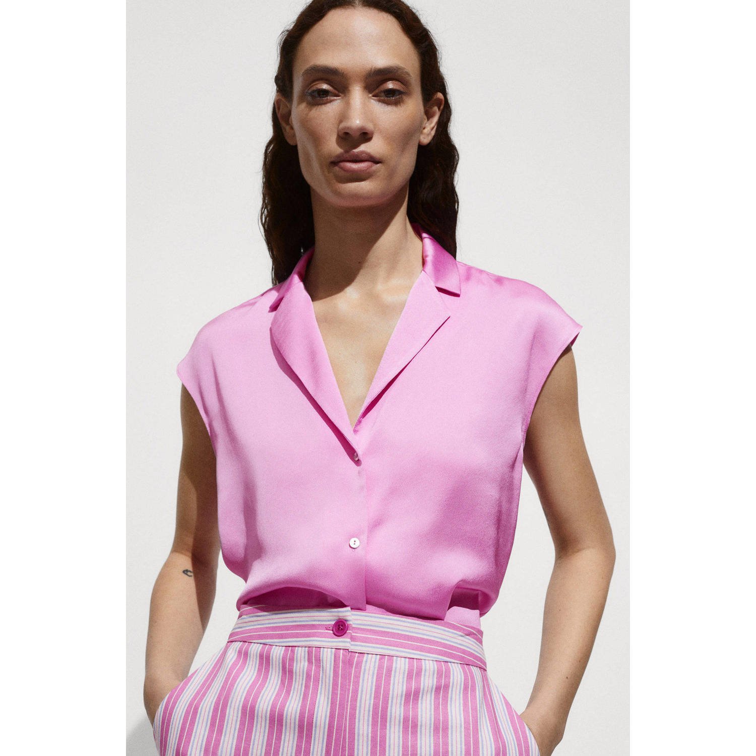 Mango blouse lichtroze