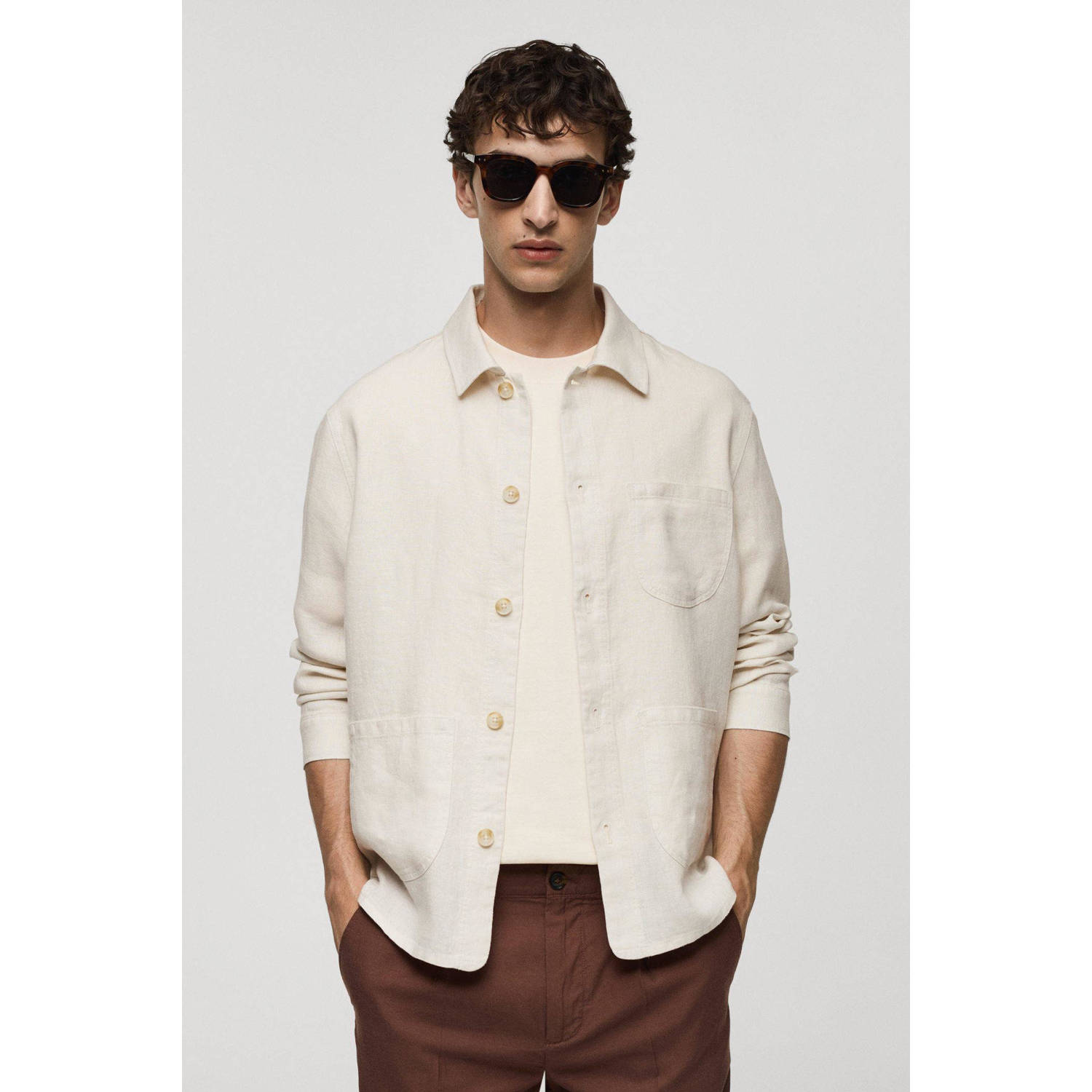 Mango Man regular fit overshirt ecru