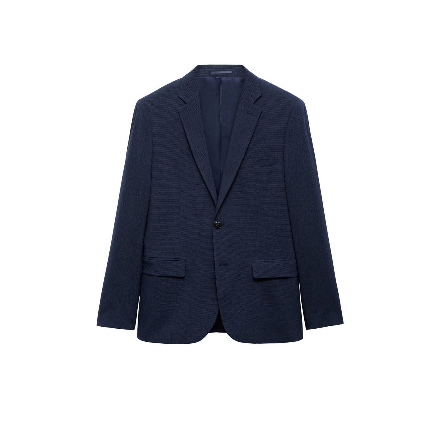 Mango Man super slim fit colbert met pied-de-poule blauw