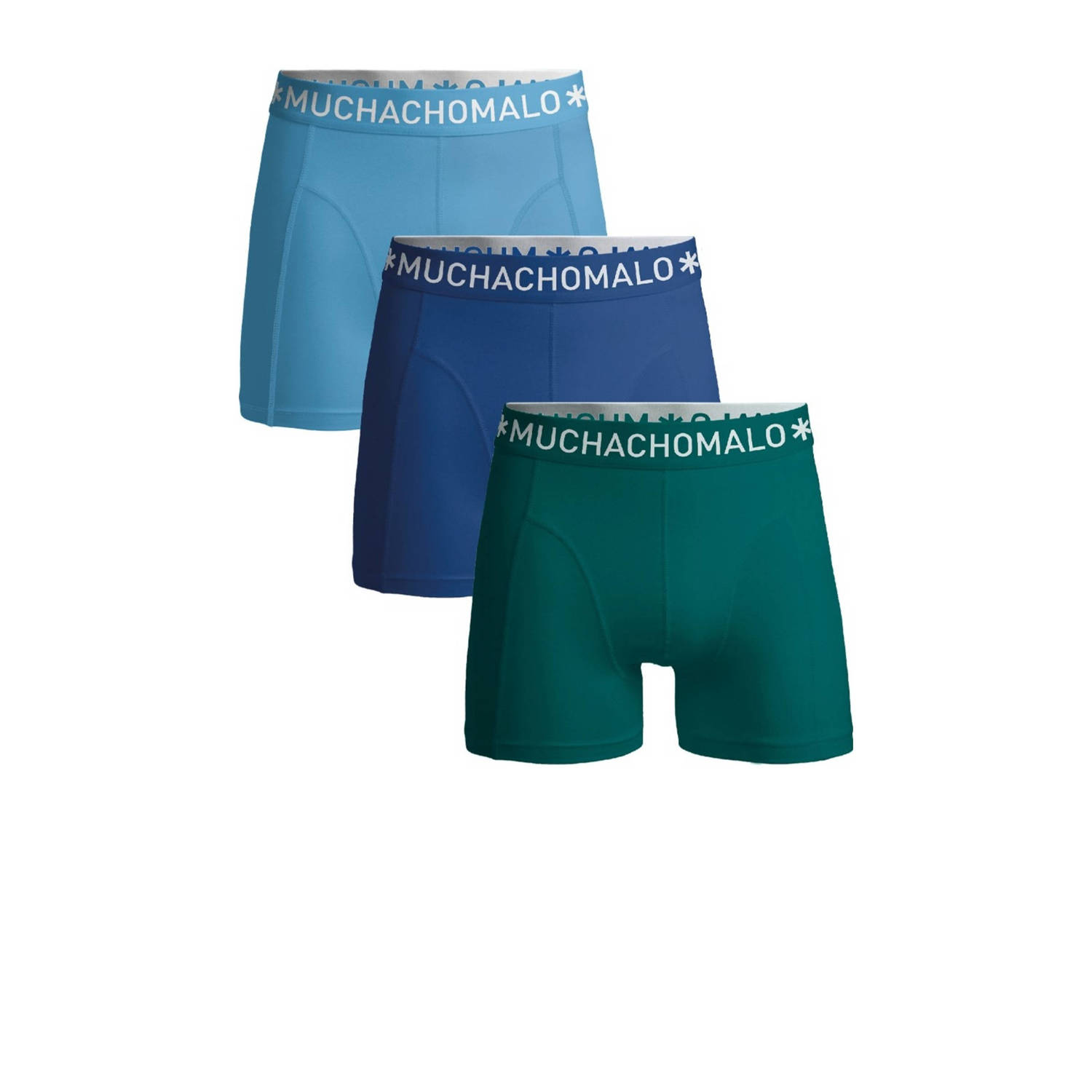 Muchachomalo boxershort set van 3 groen d.blauw l.blauw