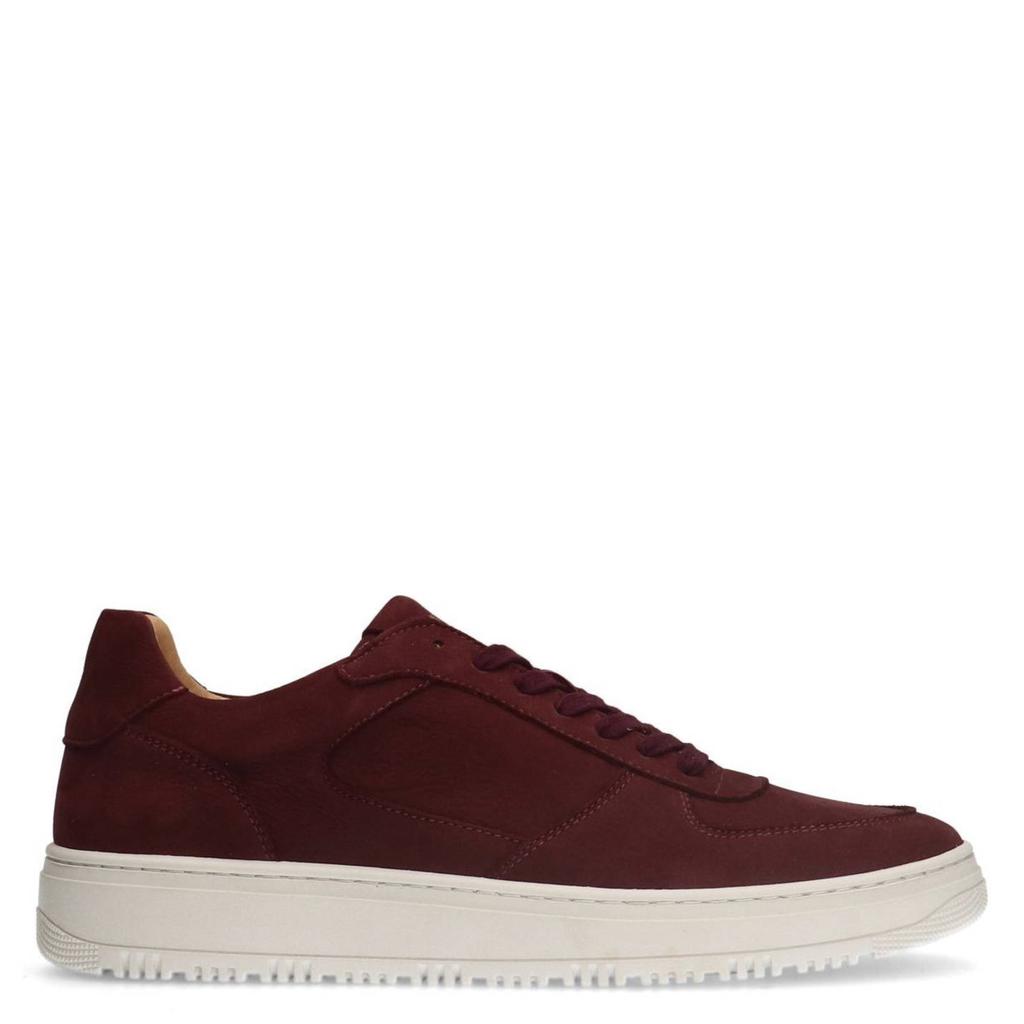 Donkerrode heren Manfield suède sneakers van nubuck met veters en effen