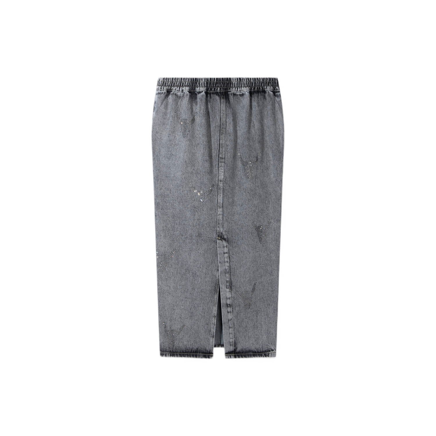 Alix the Label spijkerrok met strass steentjes grey denim
