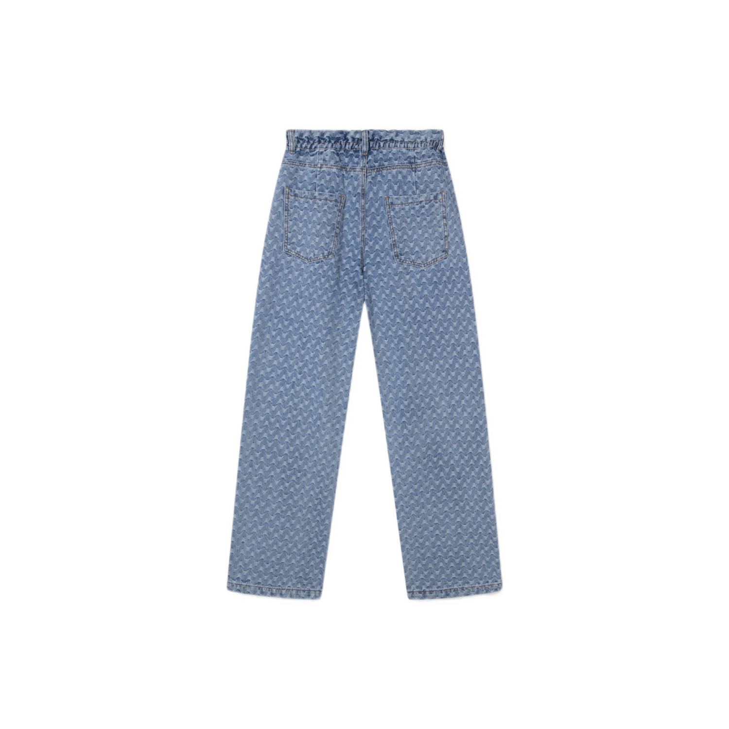 Alix the Label high waist wide leg jeans met all over print medium blue denim