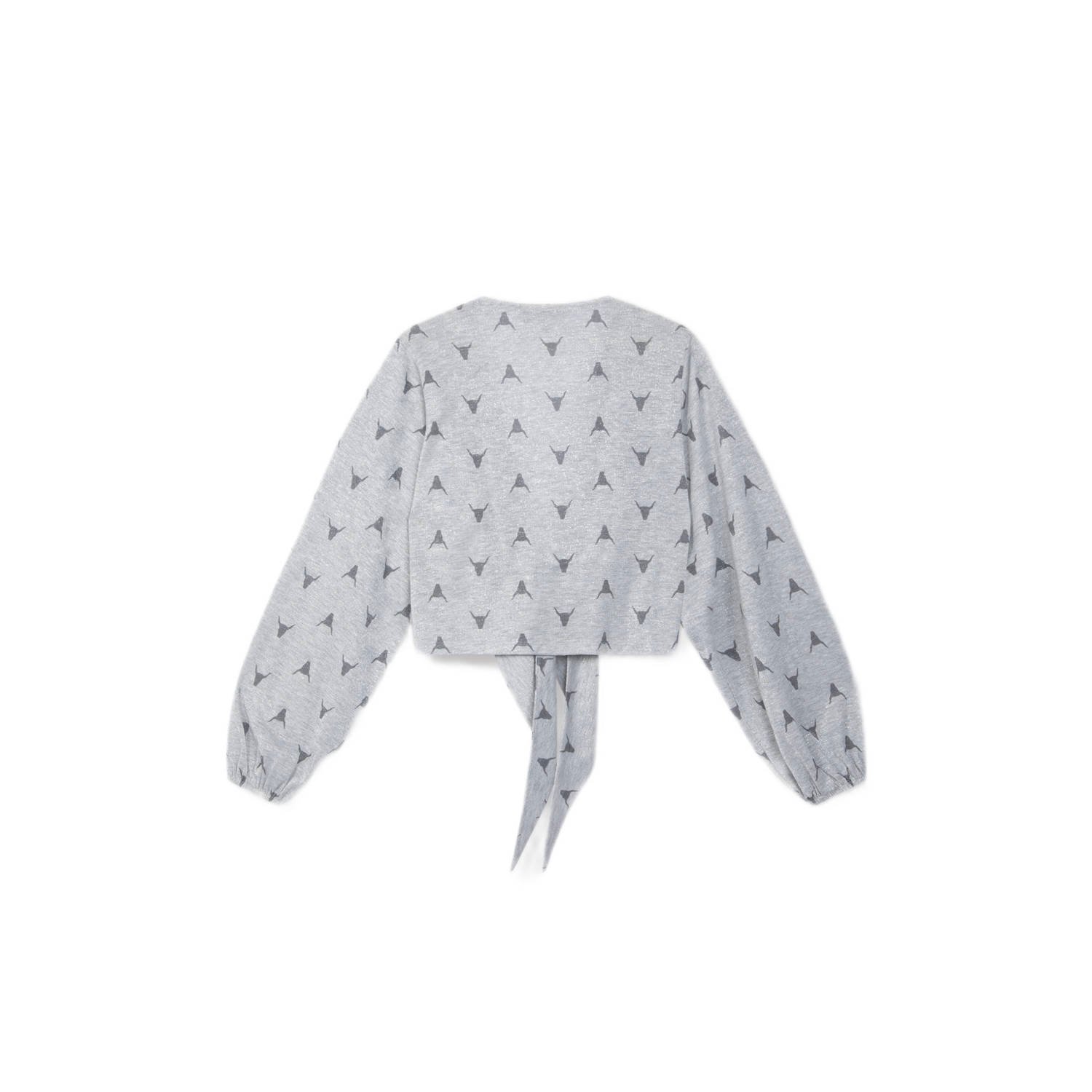 Alix the Label overslag top met logo lichtgrijs zilver