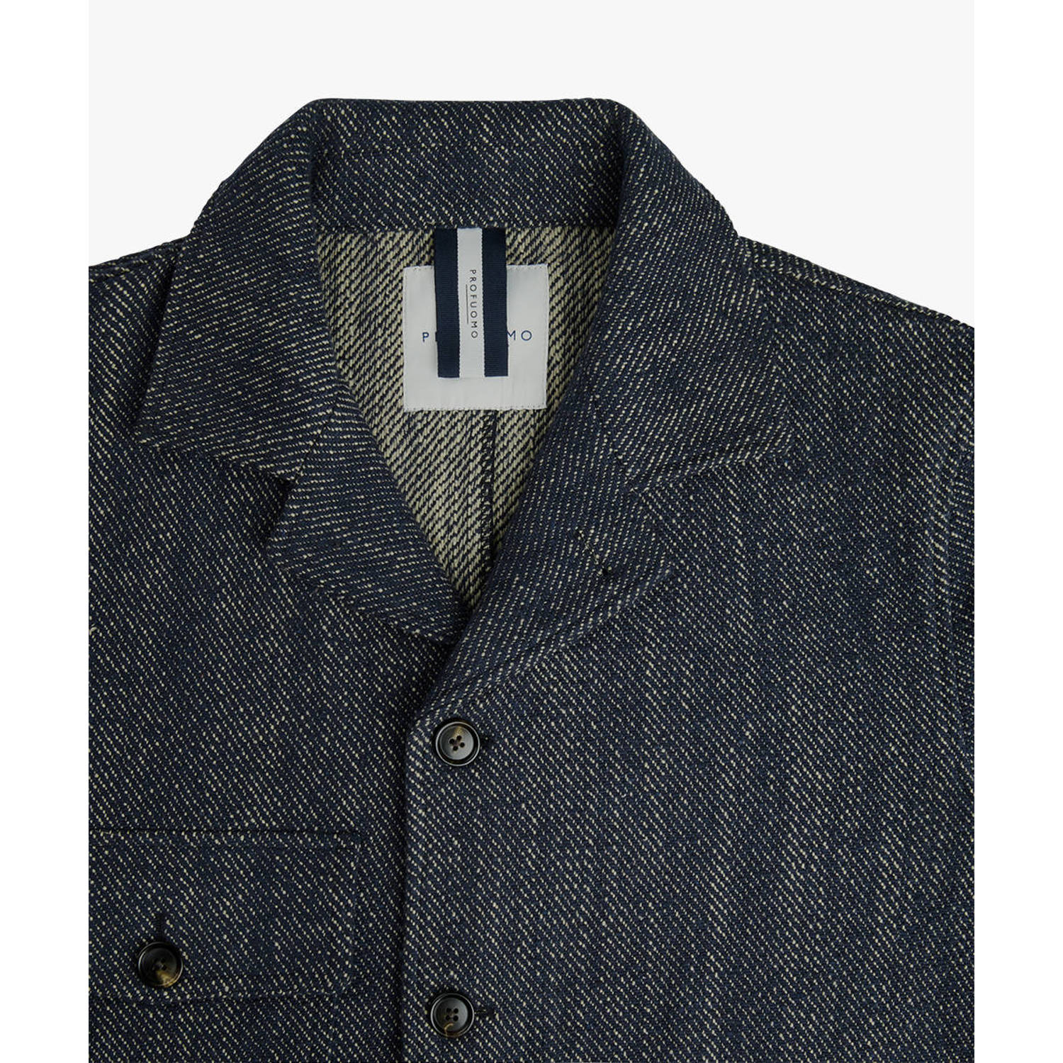 Profuomo gemêleerd regular fit overshirt navy