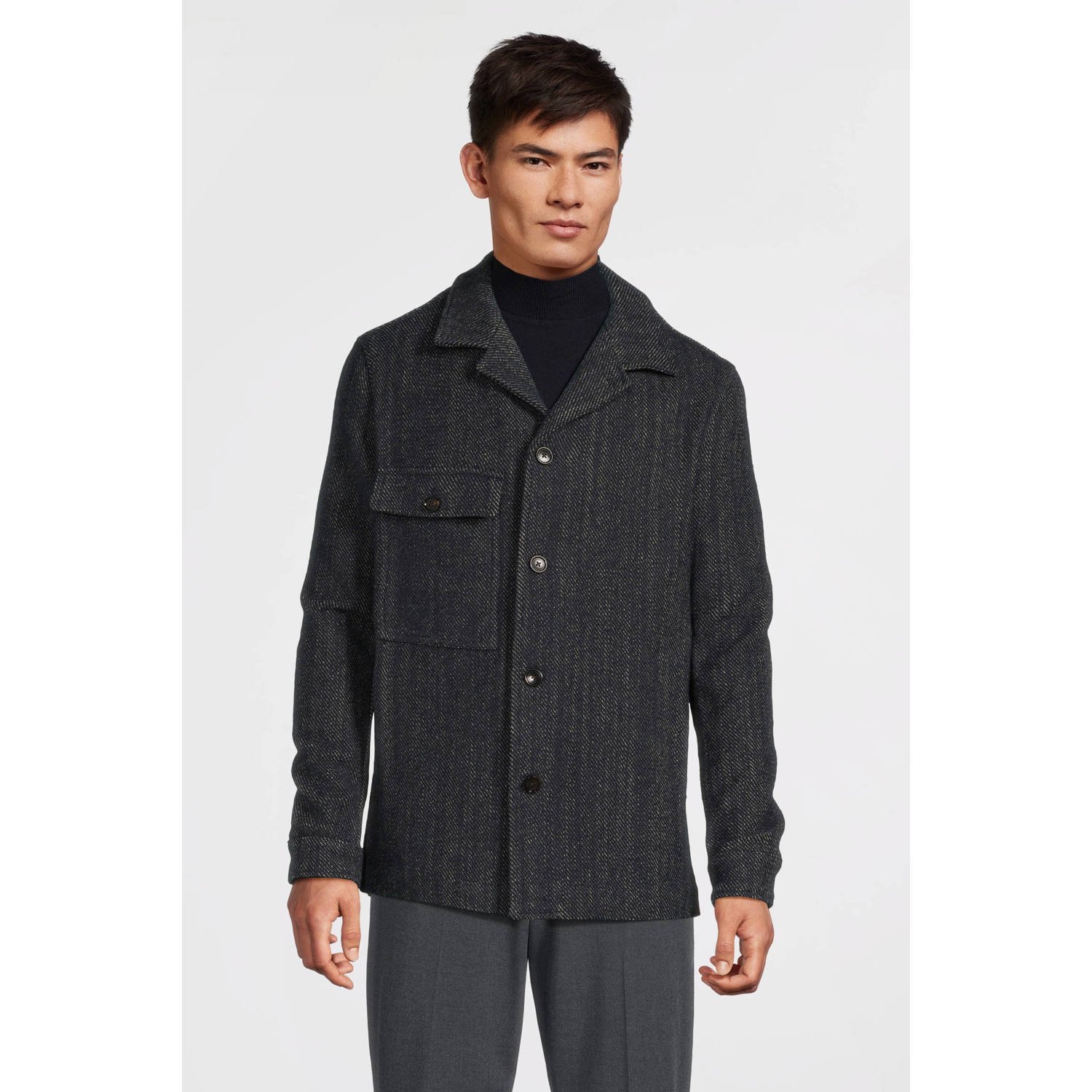 PROFUOMO Heren Overshirts Overshirt Twill N Donkerblauw