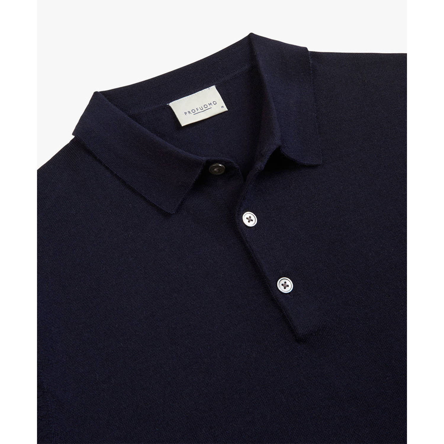 Profuomo fijngebreide wollen slim fit polo navy