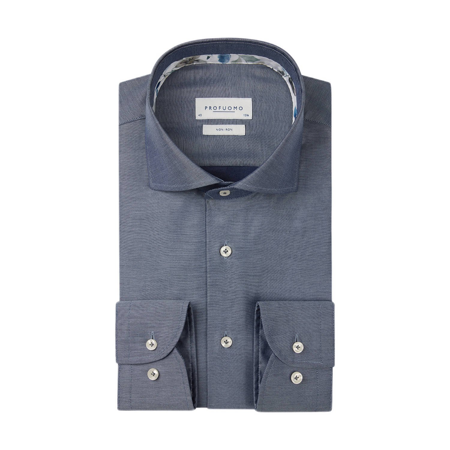 Profuomo Slim fit zakelijk overhemd met haaikraag model 'Cutaway'