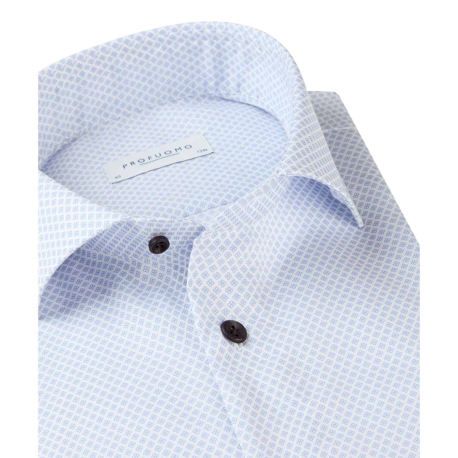 Profuomo slim fit overhemd CUTAWAY SC SF met all over print lichtblauw