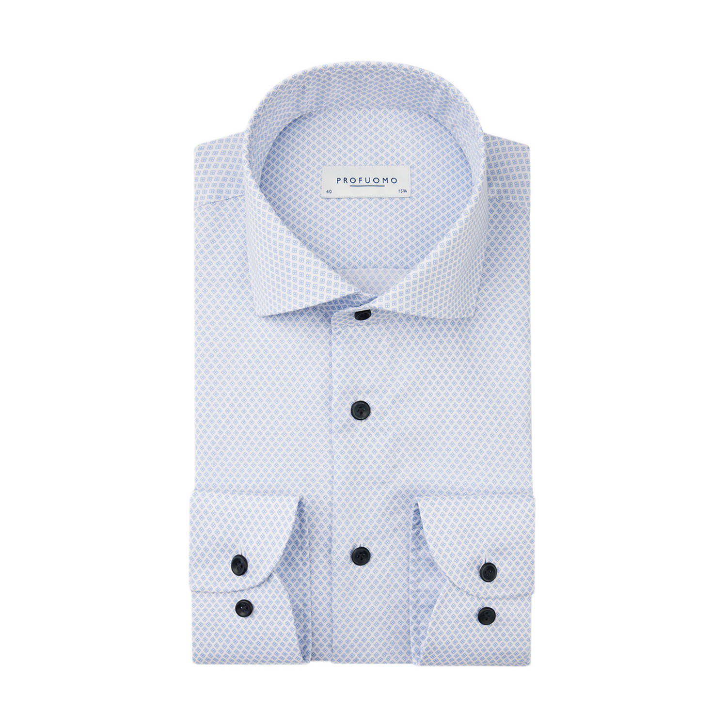 Profuomo slim fit overhemd CUTAWAY SC SF met all over print lichtblauw