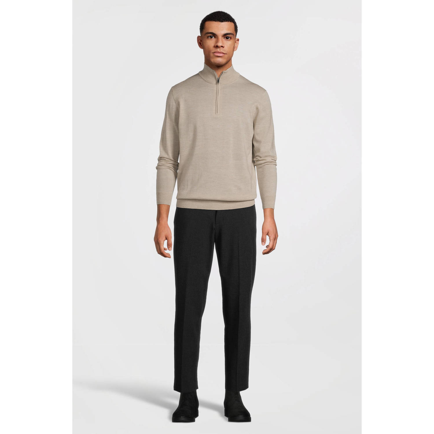 Profuomo wol gebreide trui beige
