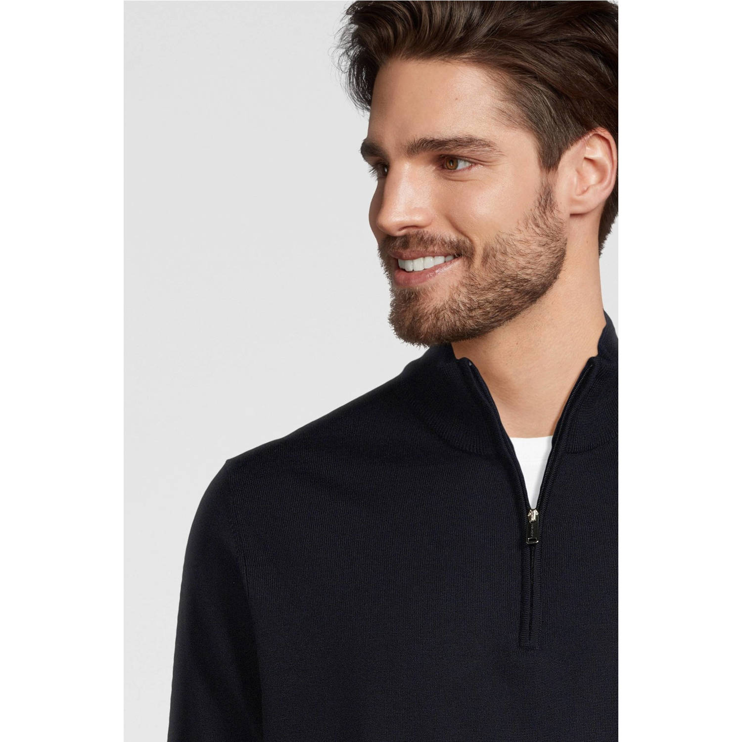 Profuomo wol gebreide trui donkerblauw