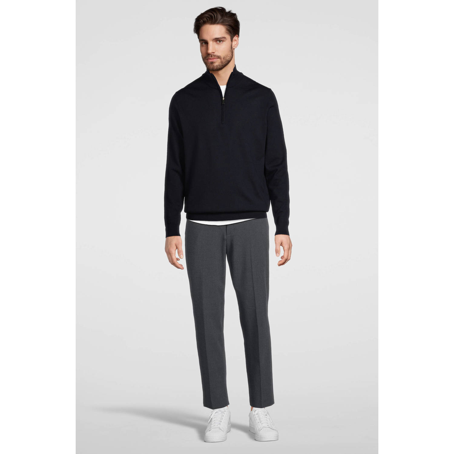 Profuomo wol gebreide trui donkerblauw