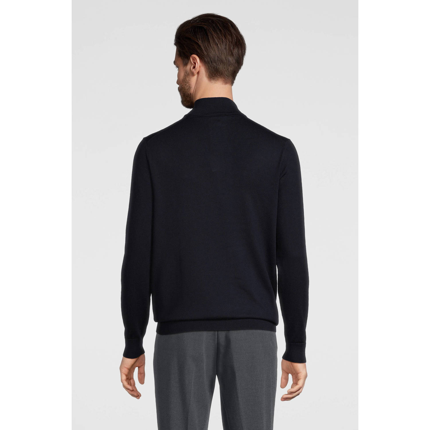 Profuomo wol gebreide trui donkerblauw