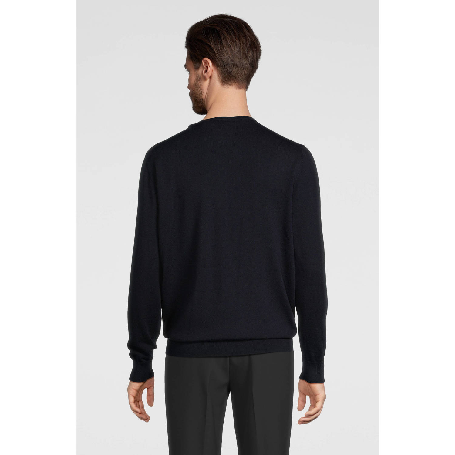 Profuomo wol gebreide trui donkerblauw