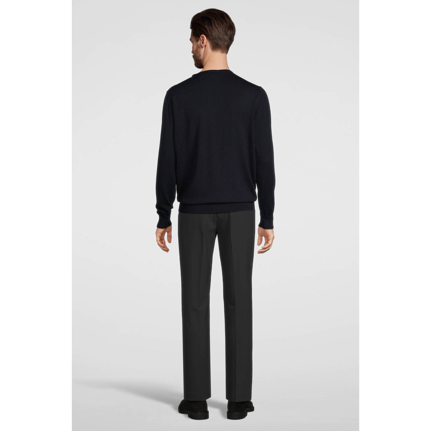 Profuomo wol gebreide trui donkerblauw