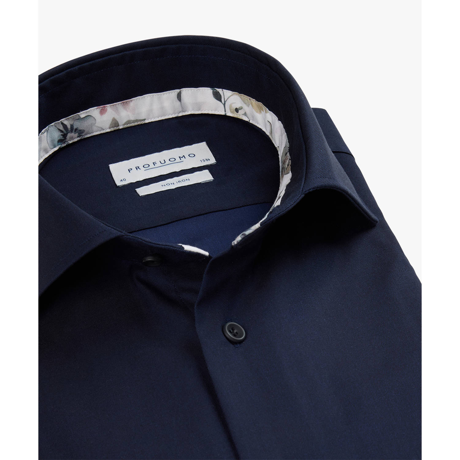 Profuomo slim fit strijkvrij overhemd CUTAWAY SC SF navy