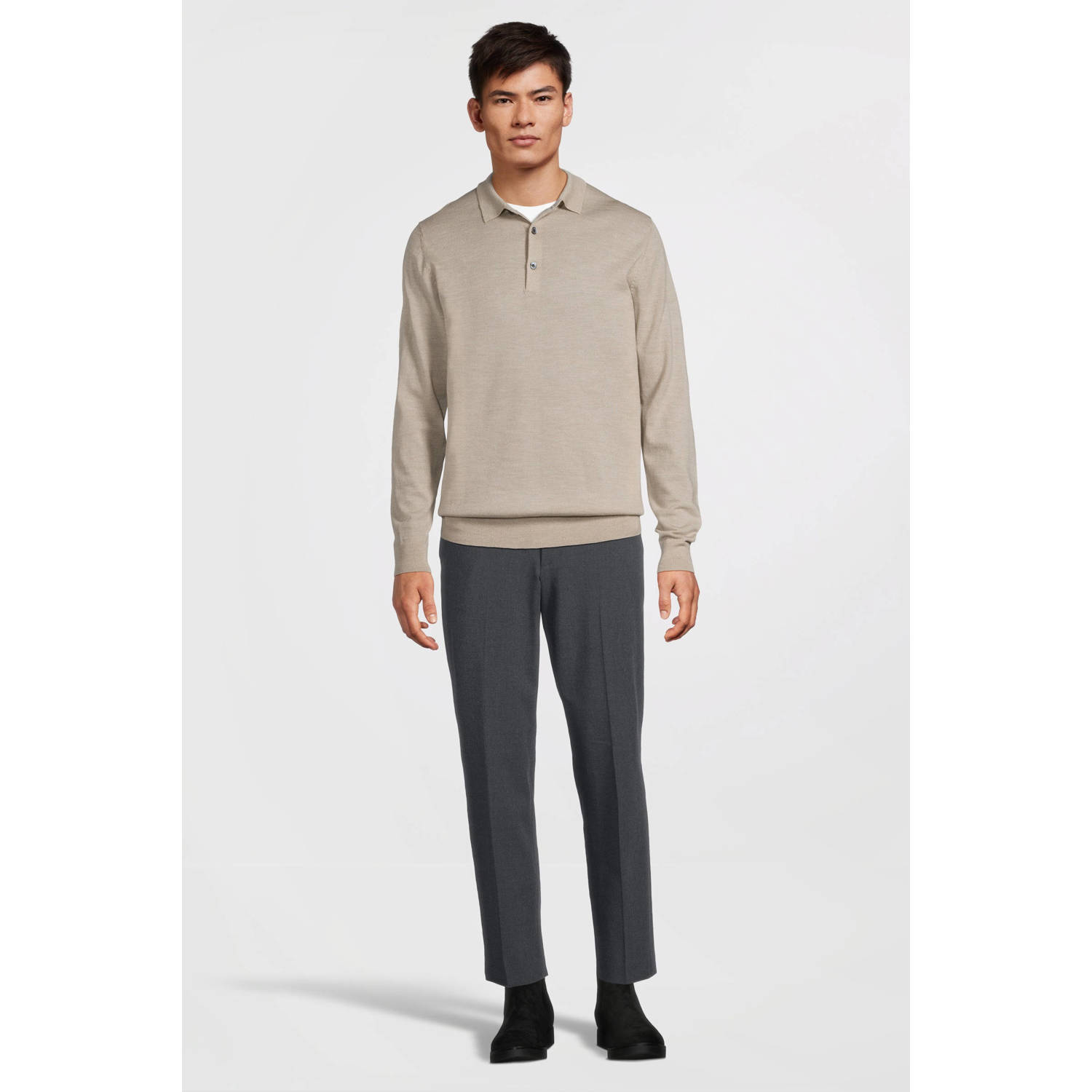 Profuomo wollen polo beige